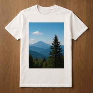 T-shirt with trees and mountains
