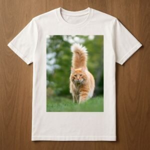 T-shirt with a cat with a puffy tail